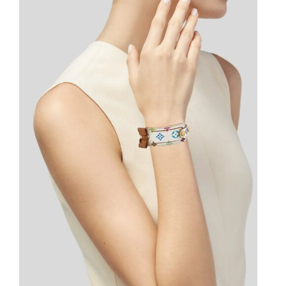 Louis Vuitton Jewelry - AUTHENTIC Louis Vuitton x Murakami Leather Monogram ID Bracelet